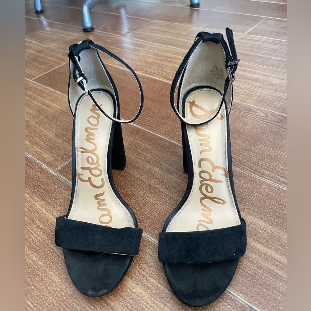 Sam Edelman black suede block heel 7.5